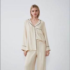 Zara contrasting pajama pants and top